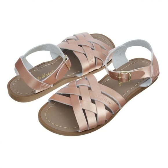 SALT-WATER 
The Retro Waterproof Leather Sandals | Pink Gold 12 Brand new - Picture 2 of 4